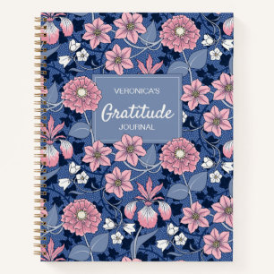Blue and Pink Victorian Floral Gratitude Journal