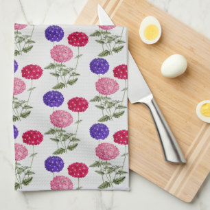 Blue and Pink Vintage Hydrangea Flower Kitchen Tea Towel