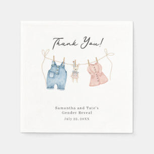 Blue and Pink Watercolor Gender Reveal Napkin