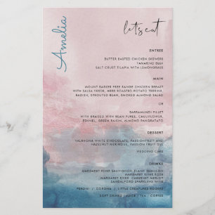 Blue and Pink Watercolor Menu with name