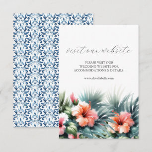 Blue and Pink Wedding Website Insert Card
