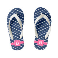 Blue and Pink Whales Square Monogram