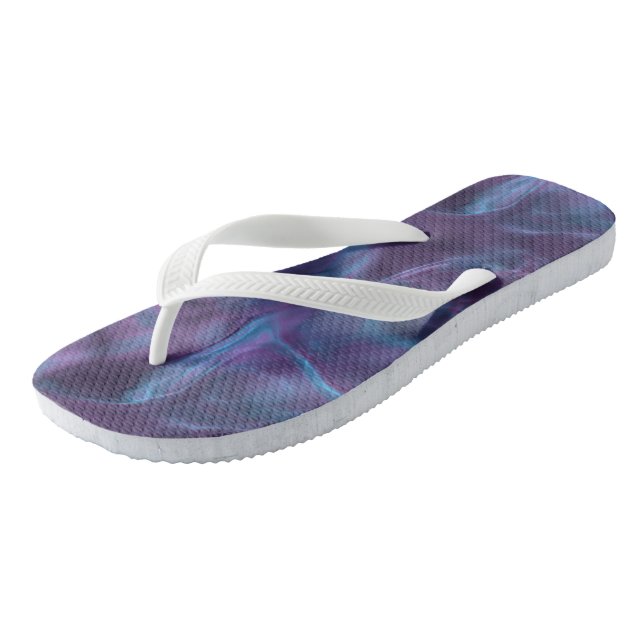 Blue and Purple Abstract Flip Flops (Angled)