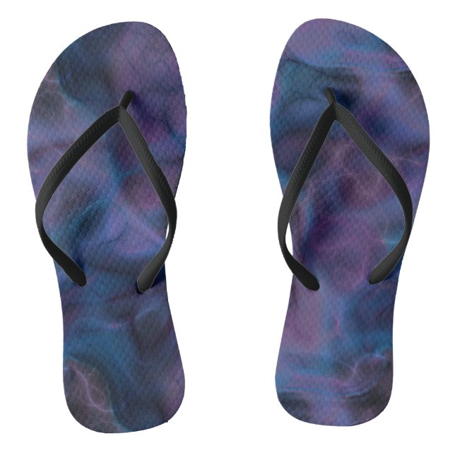 Blue and Purple Abstract Flip Flops (Footbed)