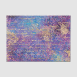 Blue and Purple Abstract Peacock Colours Decoupage Tissue Paper