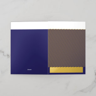 Blue and purple abstract shapes blend together in  foil greeting card