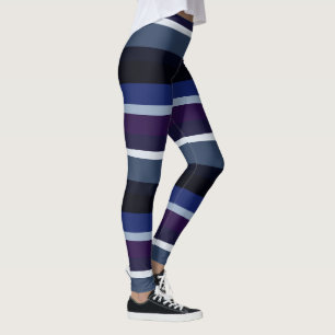 Blue and Purple Abstract Stripes Leggings