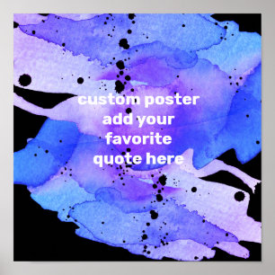 blue and purple add a quote bold watercolor design poster