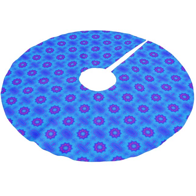 Blue and purple african print pattern brushed polyester tree skirt (Angled)
