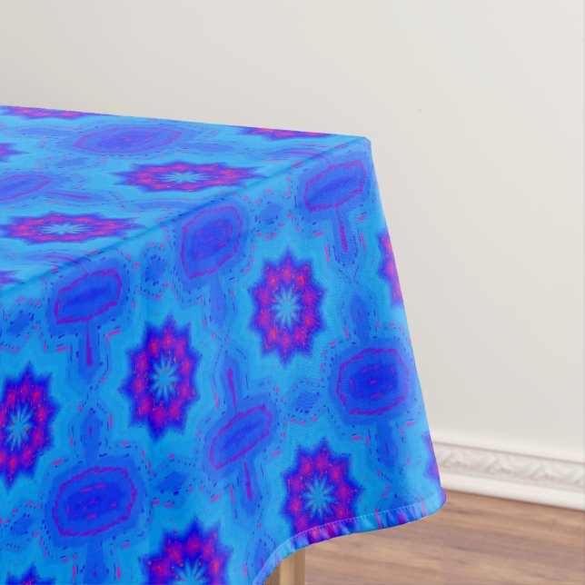 Blue and purple african print pattern tablecloth (In Situ)