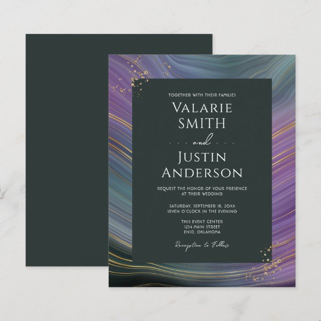 Blue and Purple Agate Stone Budget Wedding  (Front/Back)