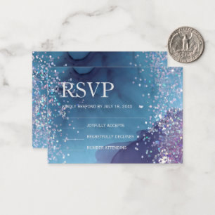 Blue and purple alcohol ink with glitter mystic card