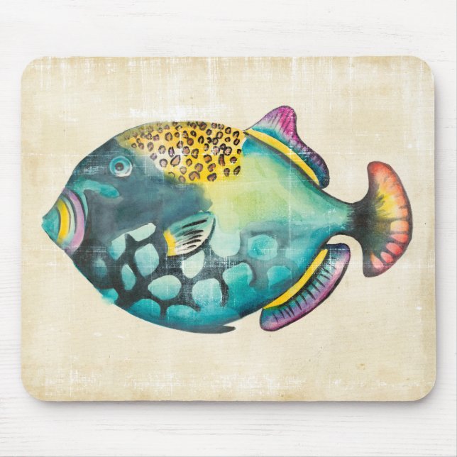 Blue and Purple Aquarium Fish Mouse Mat (Front)