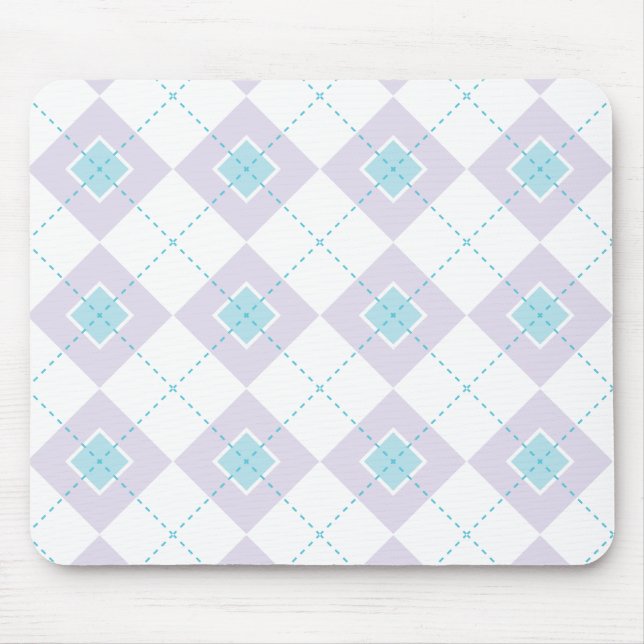 Blue and Purple Argyle Mouse Mat (Front)