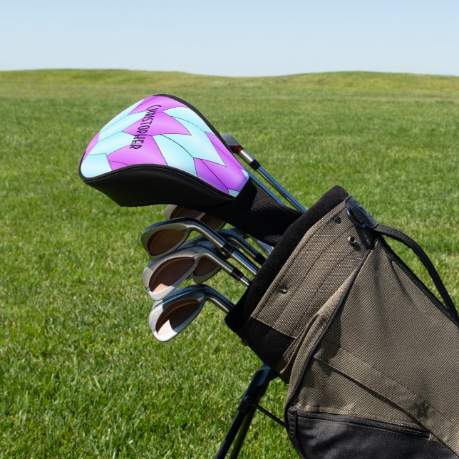 Blue And Purple Art Deco Design Golf Head Cover (In Situ)