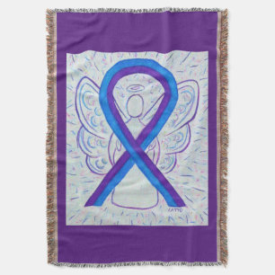Blue and Purple Awareness Ribbon Angel Blanket
