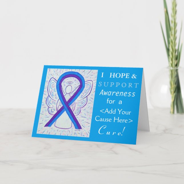 Blue and Purple Awareness Ribbon Angel Cause Cards (Front)
