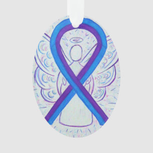 Blue and Purple Awareness Ribbon Angel Ornament