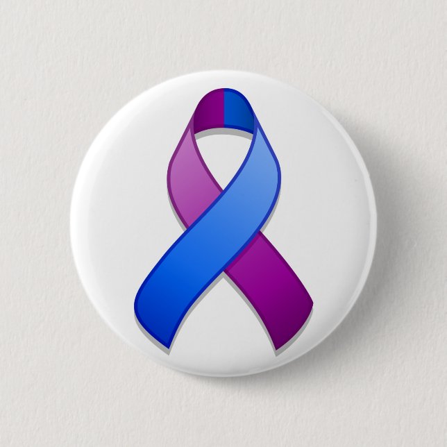 Blue and Purple Awareness Ribbon Button (Front)