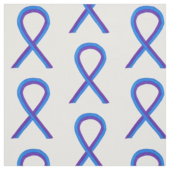 Blue and Purple Awareness Ribbon Custom Material Fabric (Swatch)