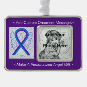 Blue and Purple Awareness Ribbon Custom Ornament