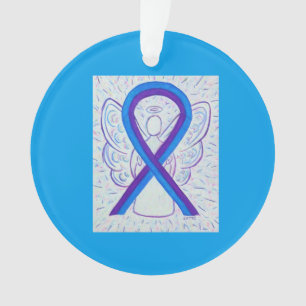 Blue and Purple Awareness Ribbon Custom Ornaments
