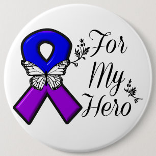Blue and Purple Awareness Ribbon For My Hero 6 Cm Round Badge