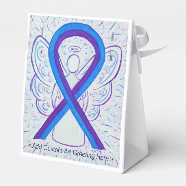 Blue and Purple Awareness Ribbon Party Favour Boxe Favour Box (Back Side)