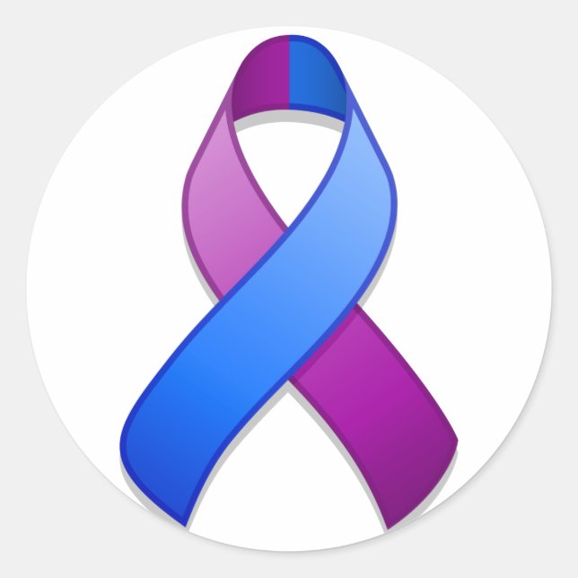Blue and Purple Awareness Ribbon Round Sticker (Front)