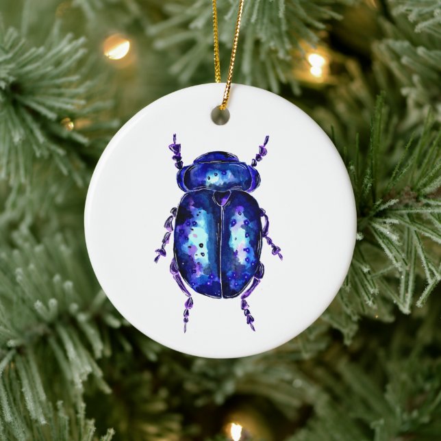Blue and Purple Beetle Ceramic Tree Decoration (Tree)