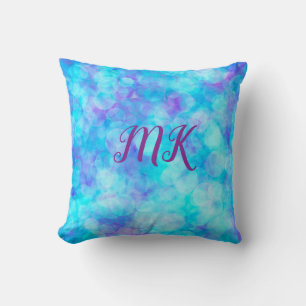 Blue and Purple Bokeh Bubbles Cushion