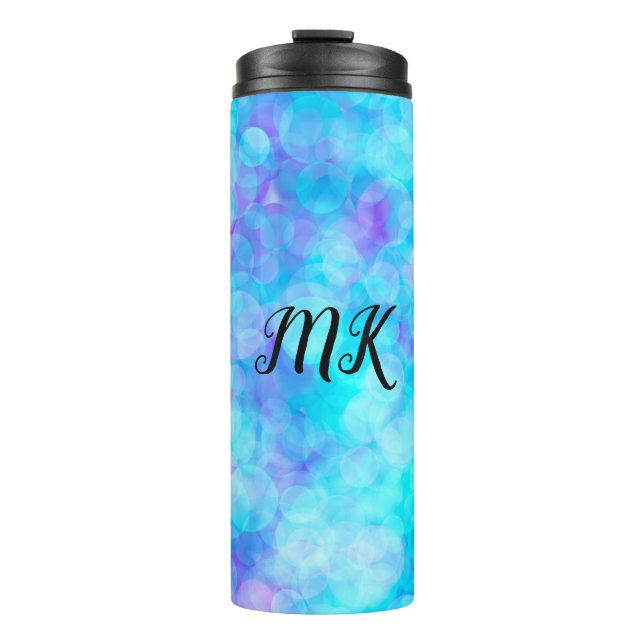 Blue and Purple Bokeh Bubbles    Thermal Tumbler (Front)