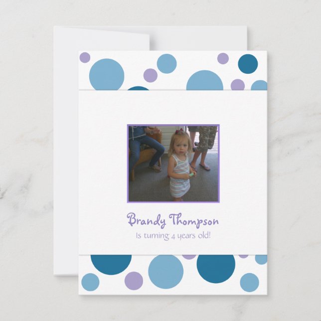 Blue and Purple Bubbles Birthday Party Invitation (Front)