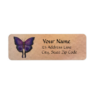 Blue and Purple Butterfly Return Address Label