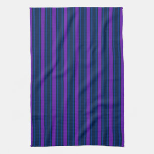 Blue and purple candy stripes tea towel