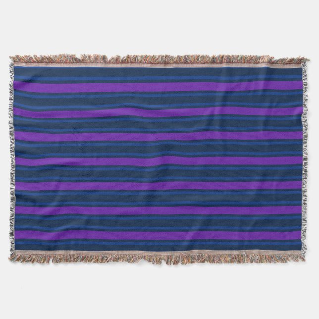Blue and purple candy stripes throw blanket (Front)
