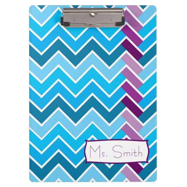 Blue and Purple Chevron Striped Clipboard (Front)