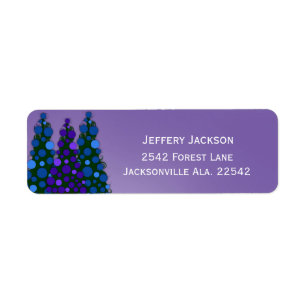 Blue And Purple Christmas Tree Address Labels