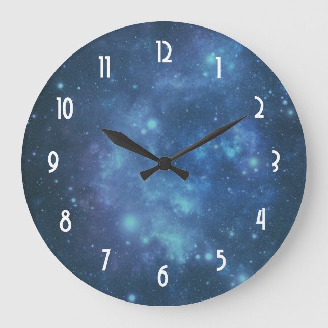 Blue and Purple Cosmic Space Image Large Clock (Front)