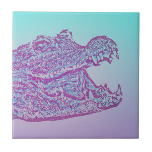Blue and Purple Crocodile Print Tile