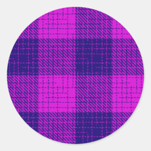 Blue and Purple Crosshatch Chequered Design  Classic Round Sticker