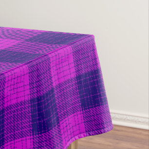 Blue and Purple Crosshatch Chequered Design Tablecloth