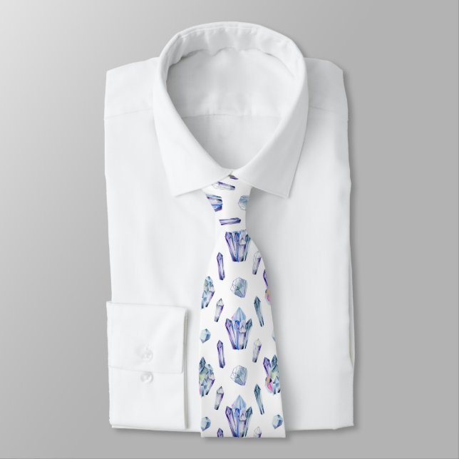 Blue and Purple Crystals Tie (Tied)