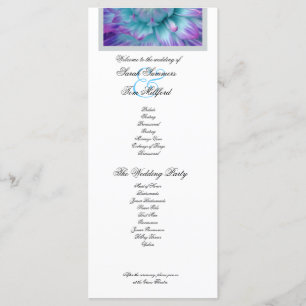 Blue and Purple Dahlia Lace Accent Wedding Program Programme