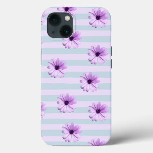 Blue and Purple Daisy Pattern iPhone 13 Case