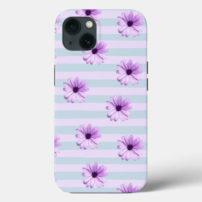 Blue and Purple Daisy Pattern Case-Mate iPhone Case (Back)