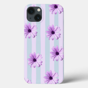 Blue and Purple Daisy Pattern iPhone 13 Case