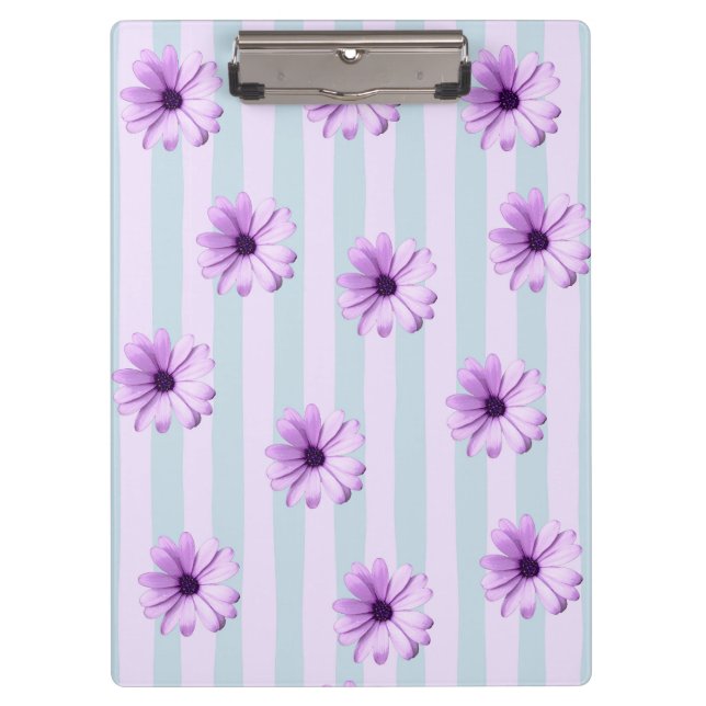 Blue and Purple Daisy Pattern Clipboard (Front)