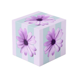 Blue and Purple Daisy Pattern Cube
