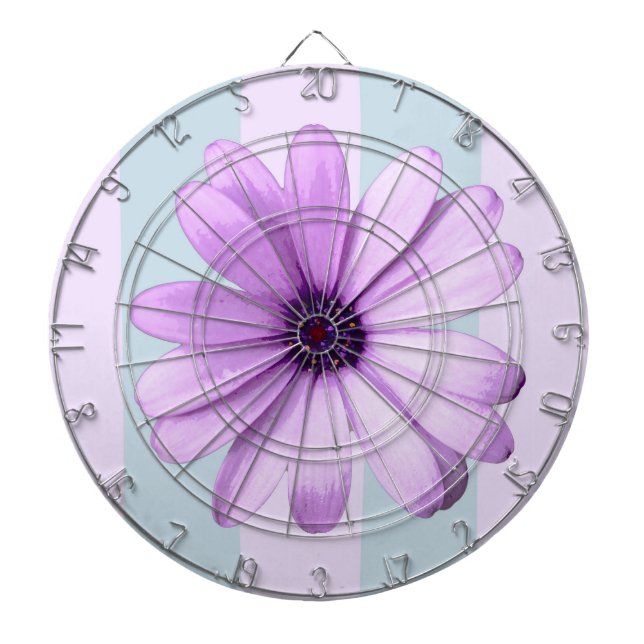 Blue and Purple Daisy Pattern Dartboard (Front)